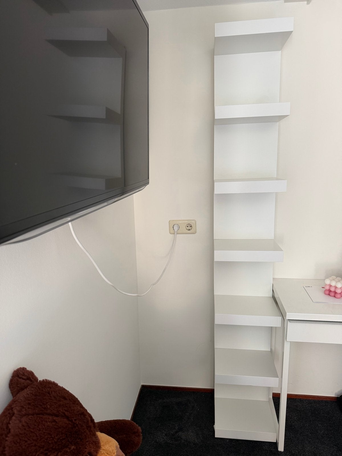 Witte wandplank/boekenplank met 6 vakken, Huis en Inrichting, Ophalen, Gebruikt