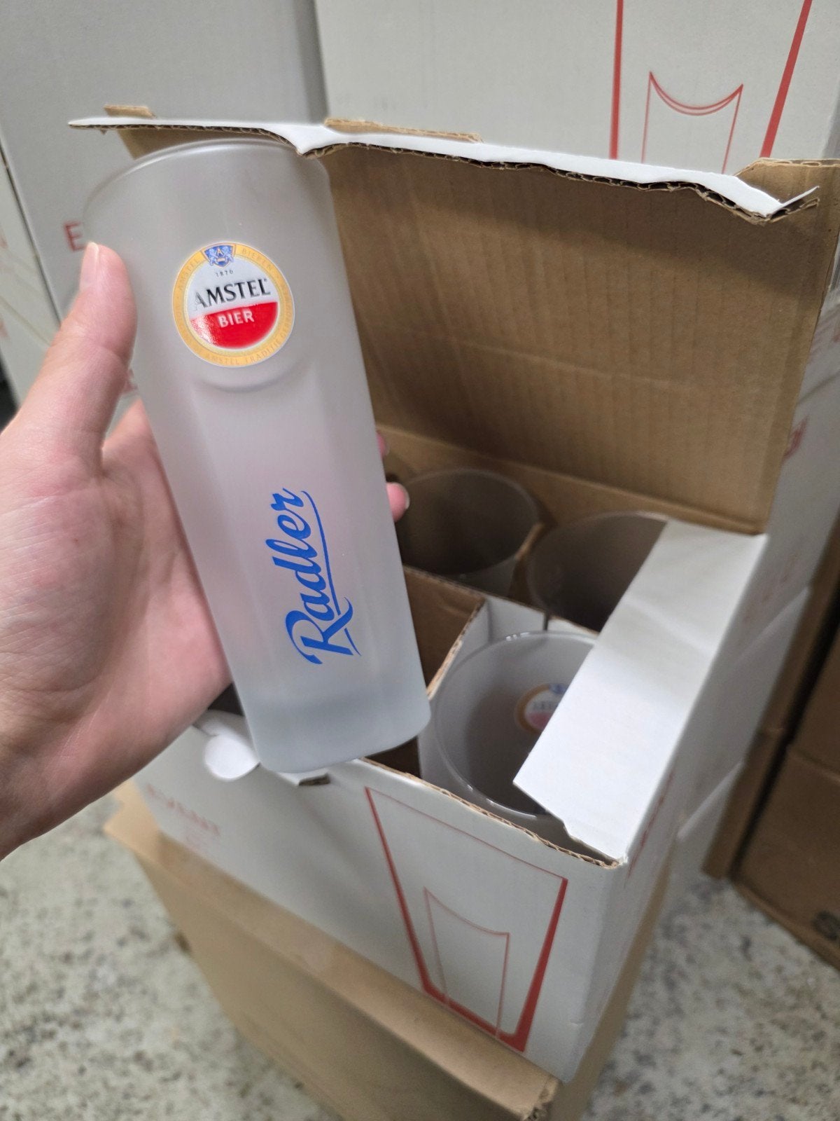 Amstel Radler Bierglazen - Nieuw in doos (6 stuks), Ophalen, Nieuw, Wit, Overige merken