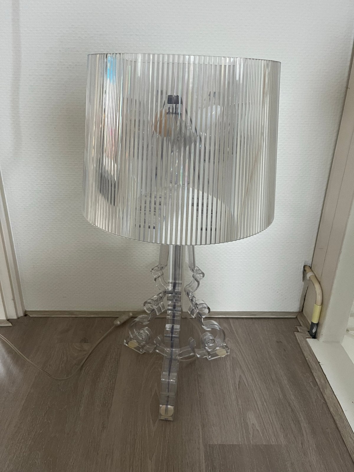 Kartell Bourgie Tafellamp - Transparant - met extra kap, Ophalen, Gebruikt, E14 (klein), Met stekker