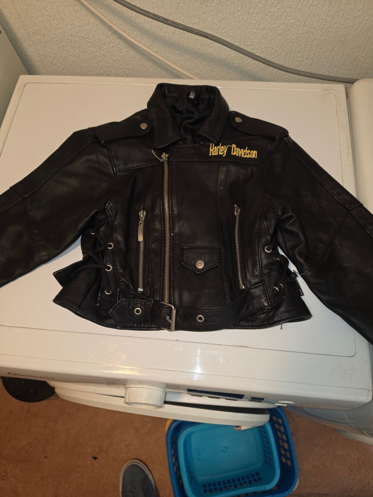 Harley Davidson kinder leren jasje - maat 4 jaar, Ophalen of Verzenden, Gebruikt, Harley Davidson, Jongen of Meisje