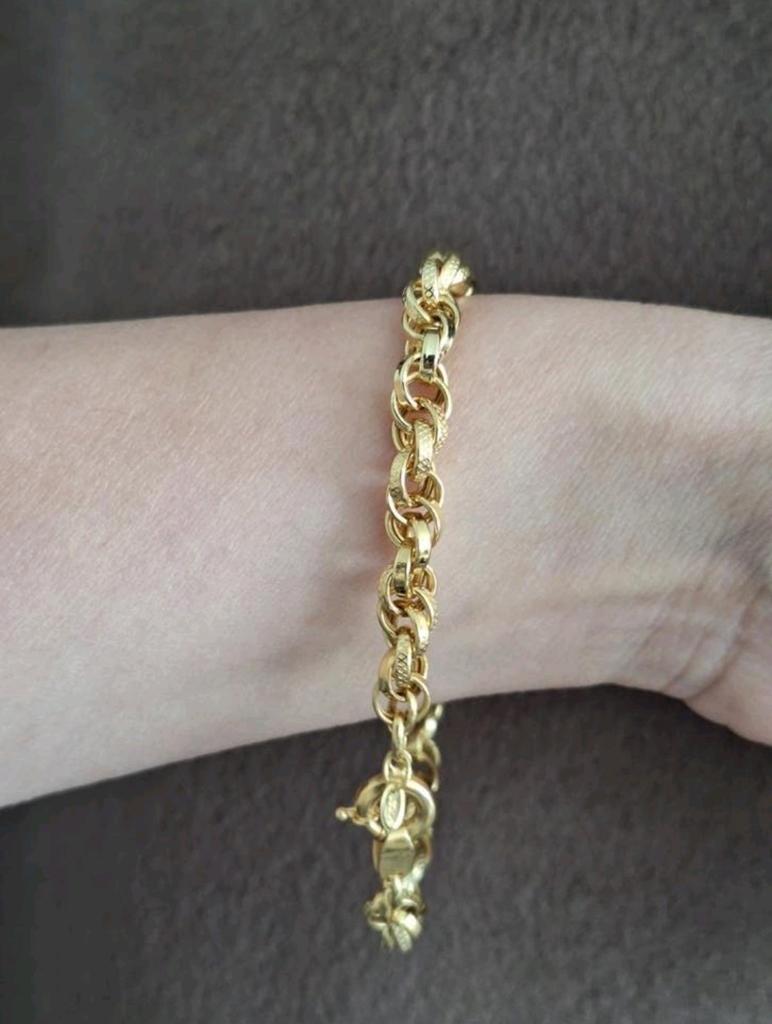 14 karaat gouden armband met schakels kleur geelgoud, Sieraden, Tassen en Uiterlijk, Armbanden, Ophalen of Verzenden, Zo goed als nieuw