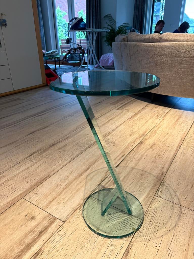 Glazen bijzettafel design, Ophalen, Minder dan 55 cm, Rond, 60 cm of meer