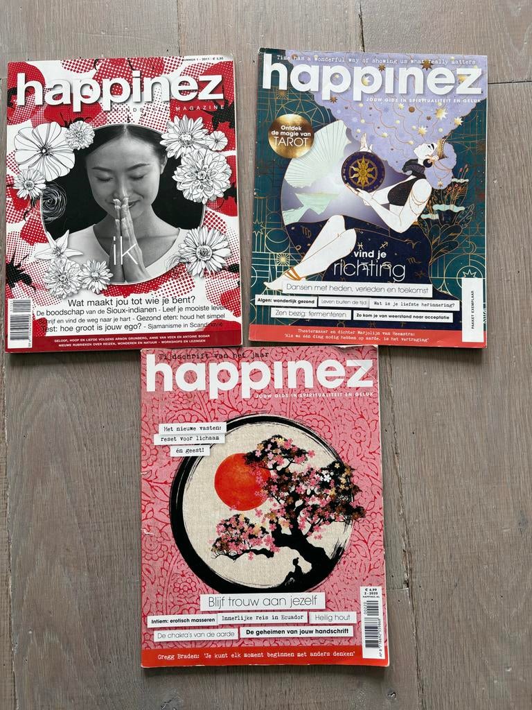 3 Happinez tijdschriften - Gelezen, in goede staat, Ophalen of Verzenden, Gelezen, Lichaam en Geest
