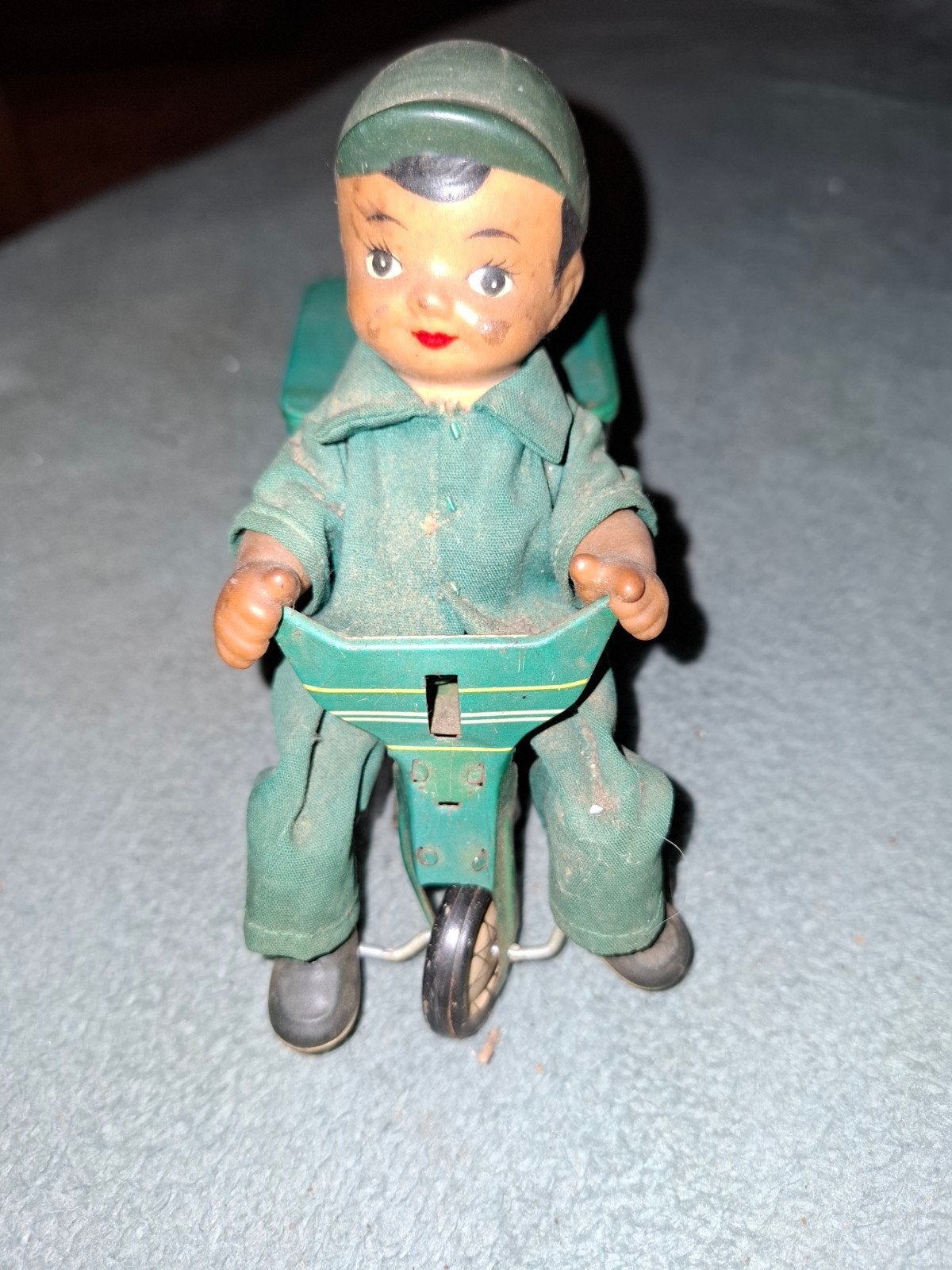 Vintage blikken speelgoed Postbode op scooter, Ophalen of Verzenden