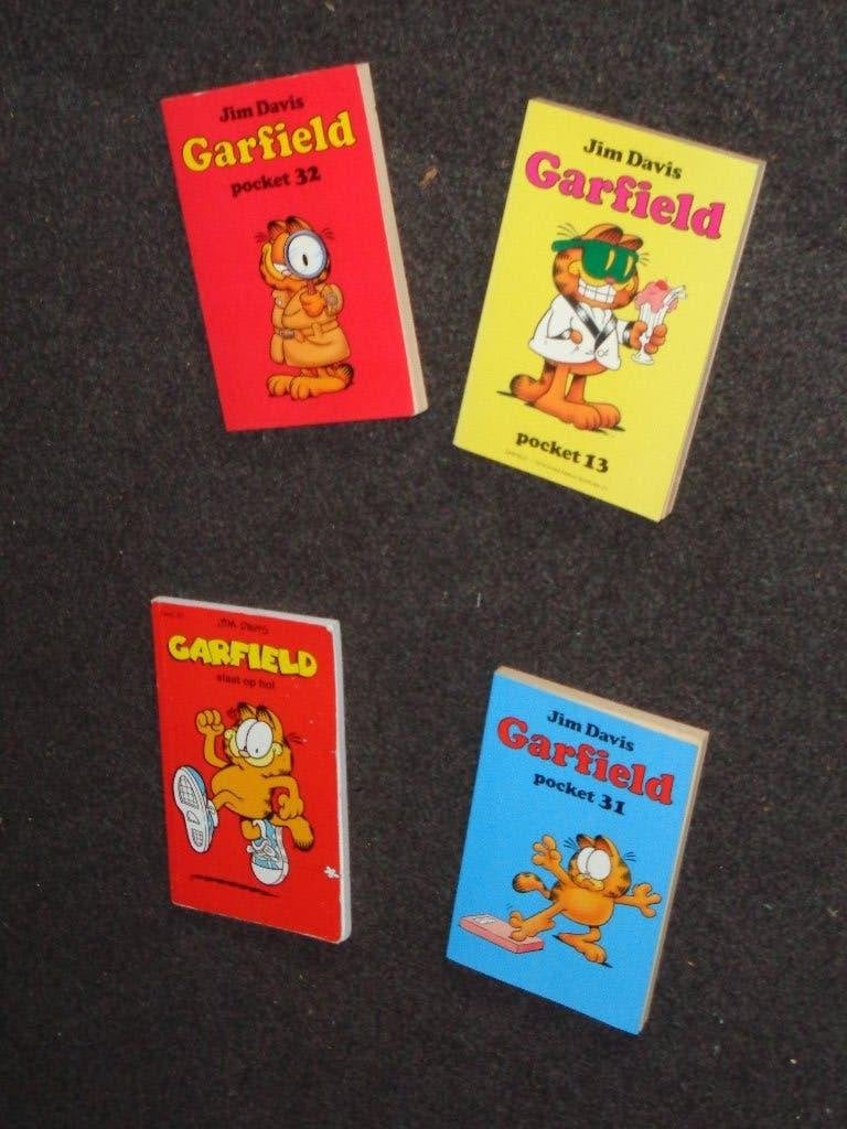 4 GARFIELD STRIPBOEKEN SAMEN €0,80!, Meerdere stripboeken, Ophalen, Gelezen, Jim Davis
