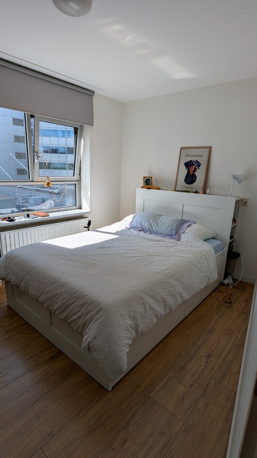 IKEA BRIMNES Bedframe met opbergruimte en hoofdbord, wit, Wit, Tweepersoons, Ophalen of Verzenden, Zo goed als nieuw