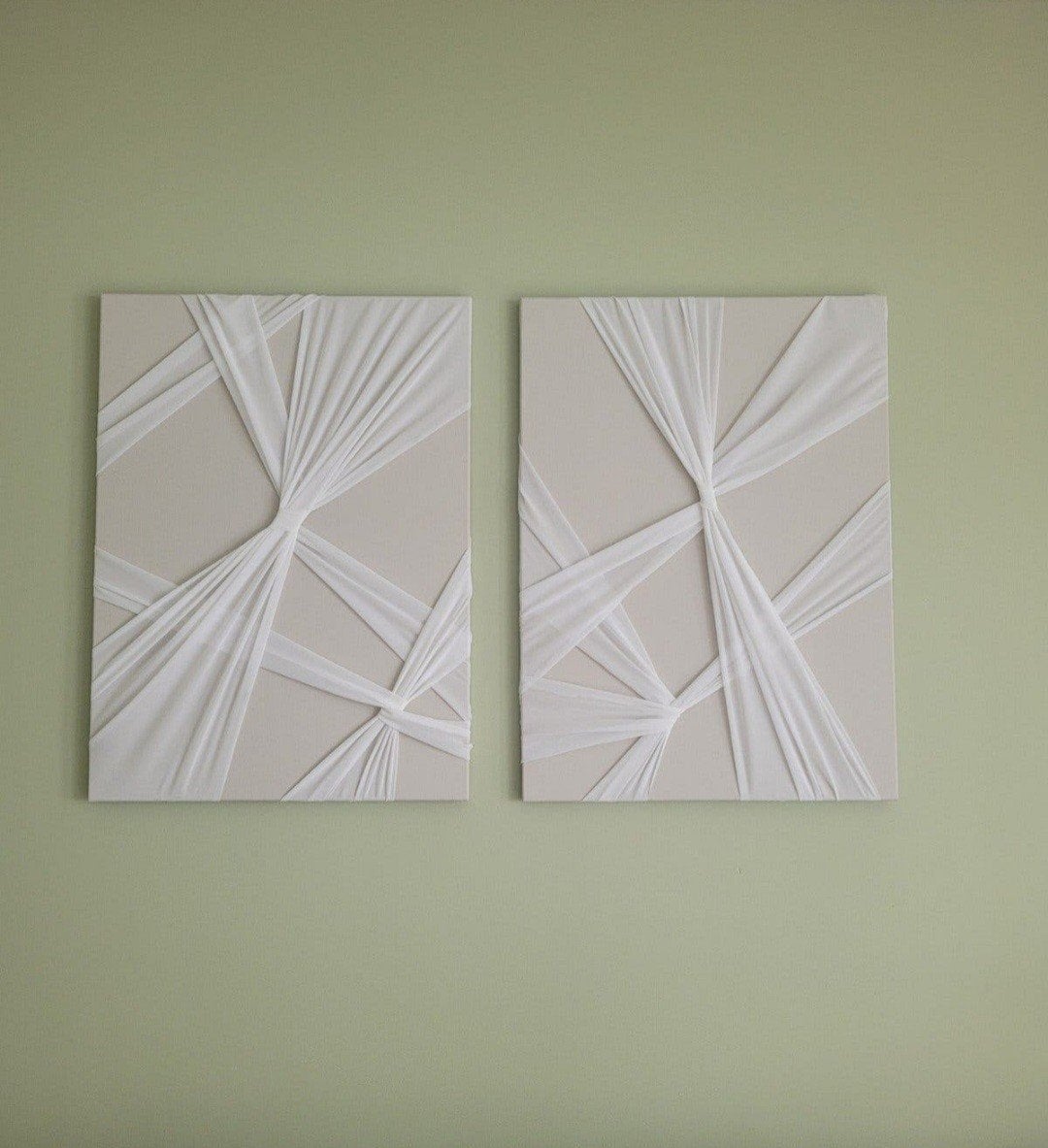 Moderne Abstracte Wanddecoratie Textiel 3D-effect (2 stuks), Antiek en Kunst, Ophalen of Verzenden