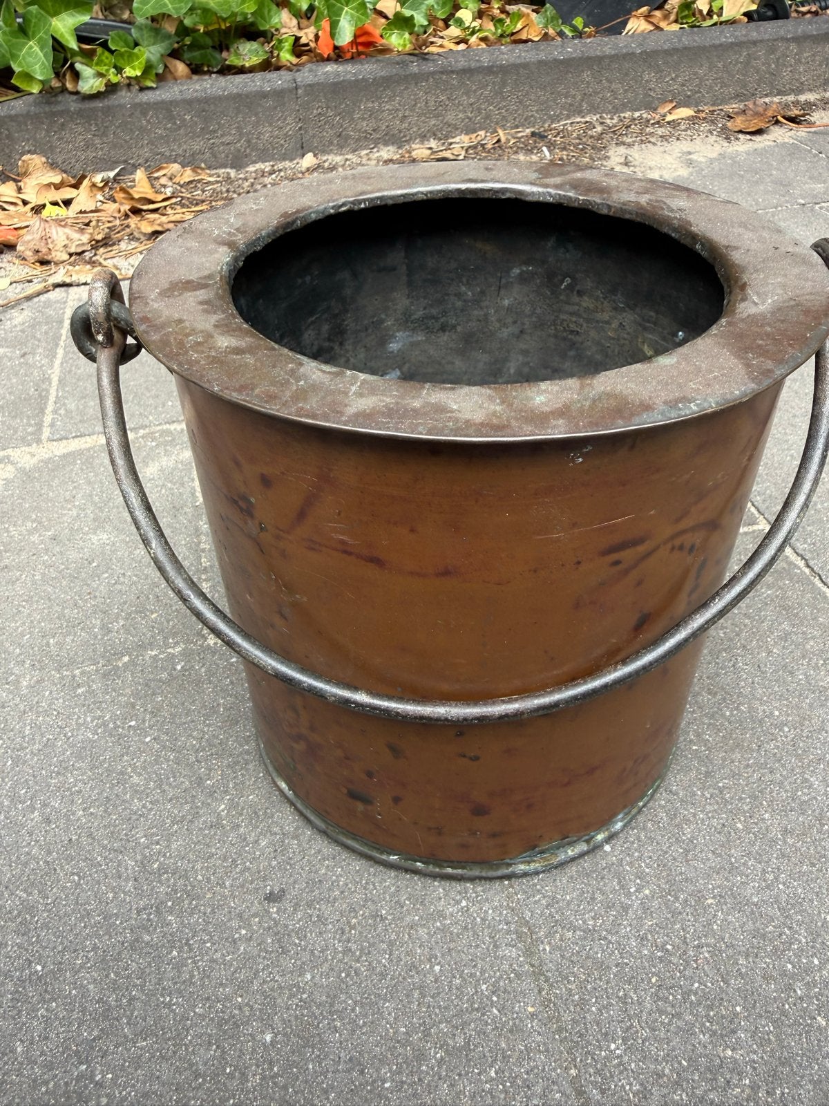 Antieke Koperen Ketel met Handvat - uit de 19e eeuw., Ophalen of Verzenden, Koper