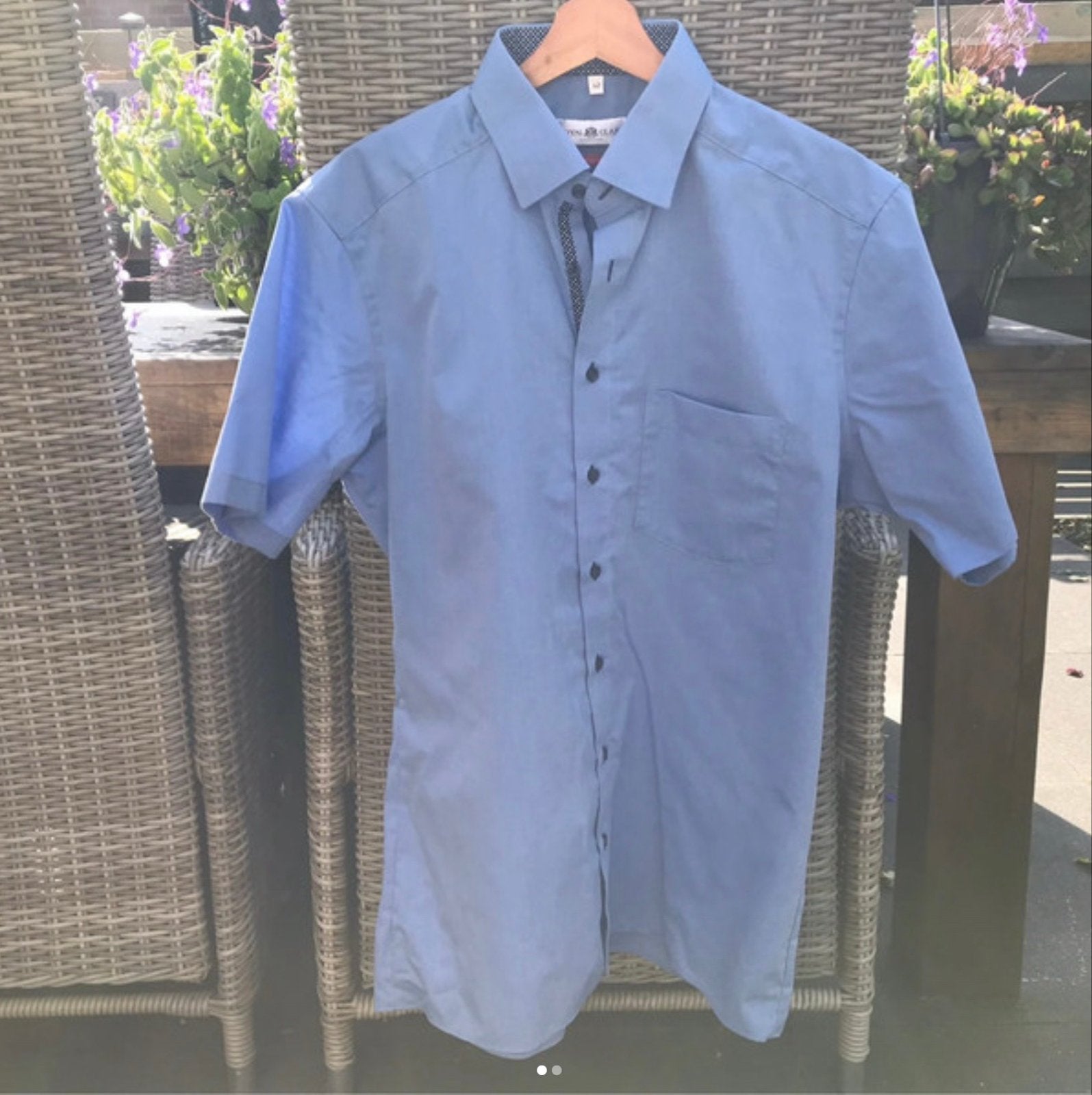 Royal class- lichtblauw heren overhemd met korte mouwen - 42, Ophalen of Verzenden, Zo goed als nieuw, Blauw, Halswijdte 41/42 (L)