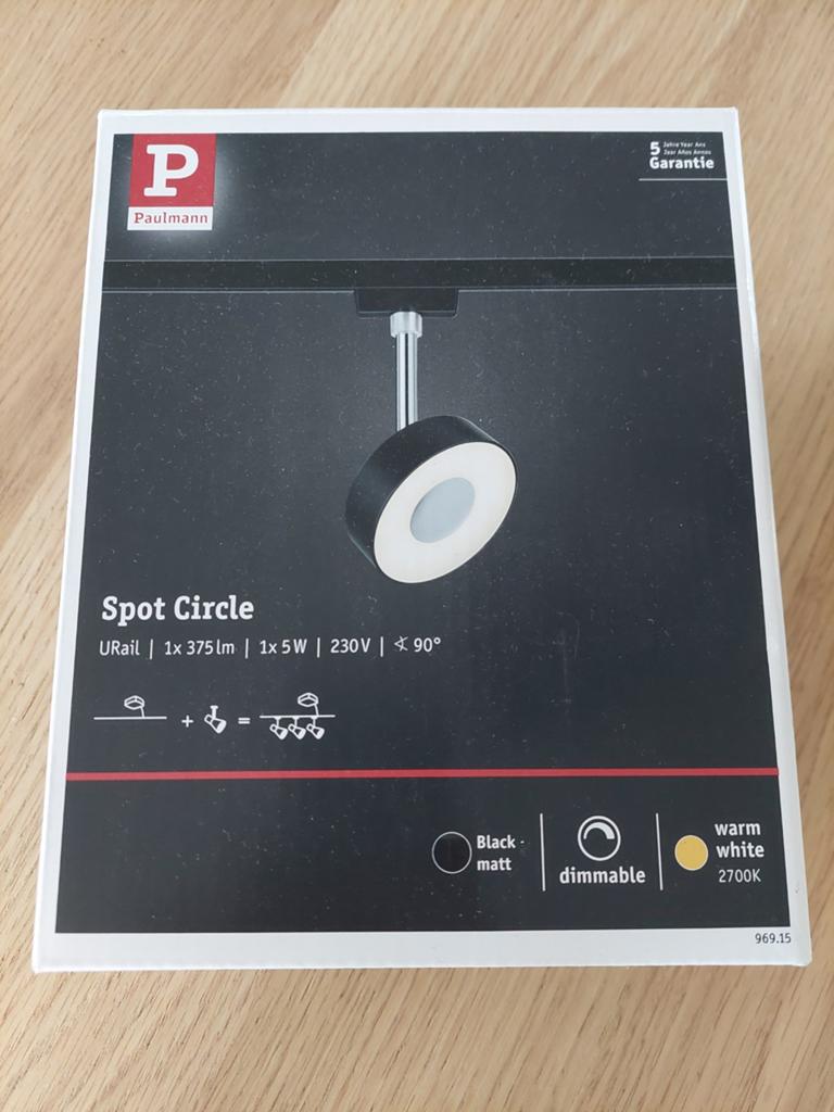 Paulmann Spot Circle URail LED railspot dimbaar zwart mat, Metaal of Aluminium, Nieuw, Ophalen of Verzenden, Modern