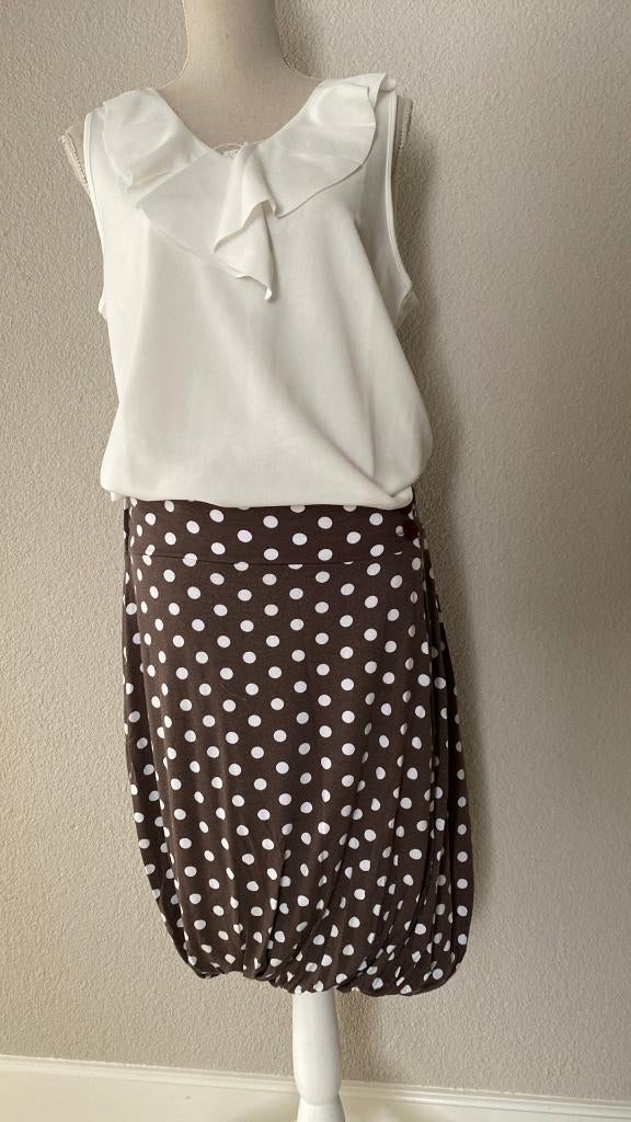 Rok Bruin polkadot Maat 44 Merk Blu El, Kleding | Dames, Rokken, Blu El, Bruin, Maat 42/44 (L), Ophalen of Verzenden