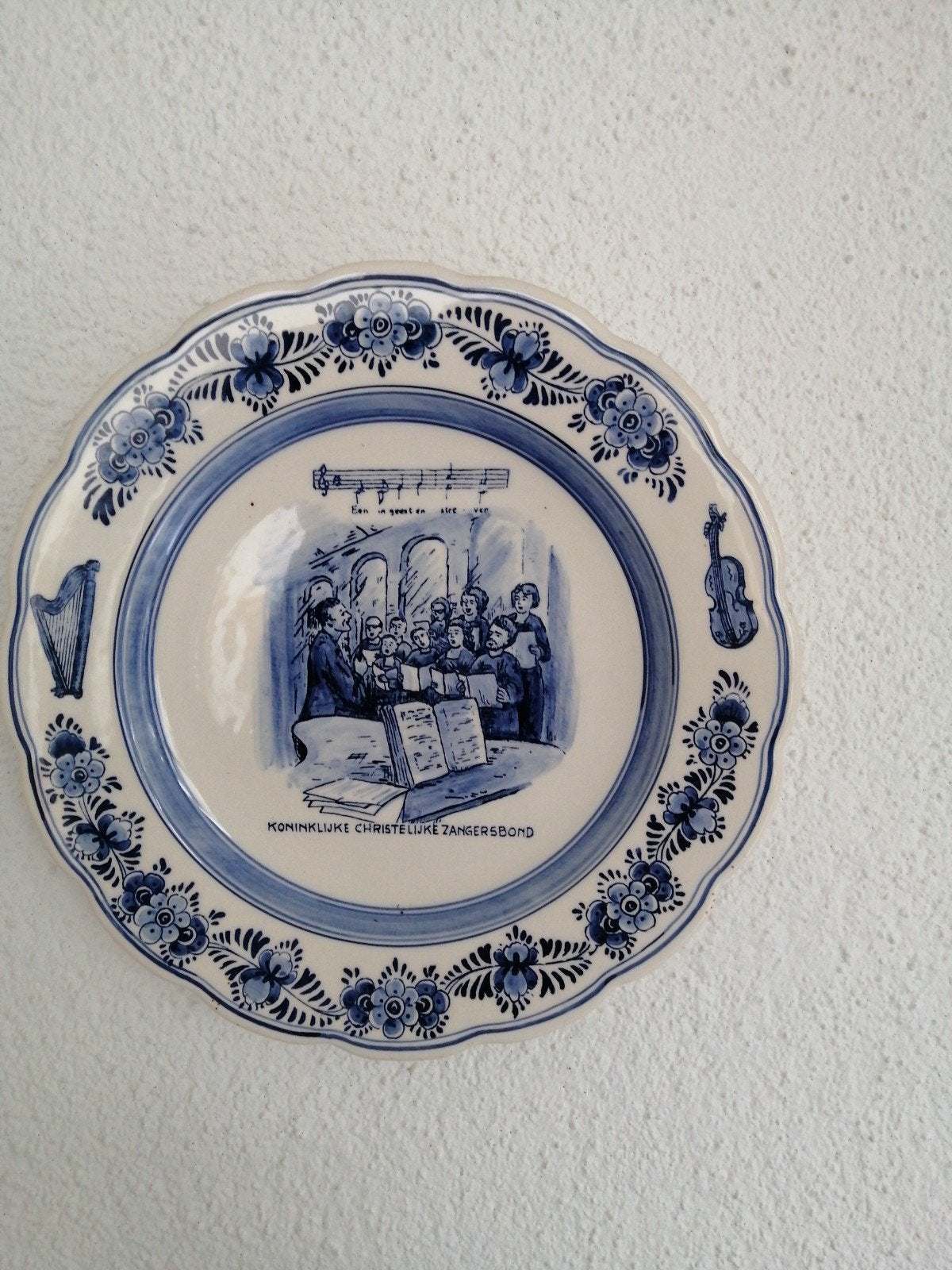 Delfts Blauw wandbord Koninklijke Christelijke Zangersbond, Ophalen of Verzenden