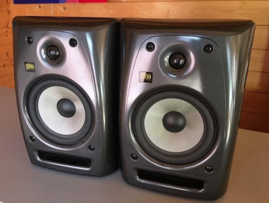 Set 2 KRK RP6 Limited Edition Grey actieve monitor speakers, 150 watt of meer, Studiomonitor, Inclusief kabels, Ophalen of Verzenden
