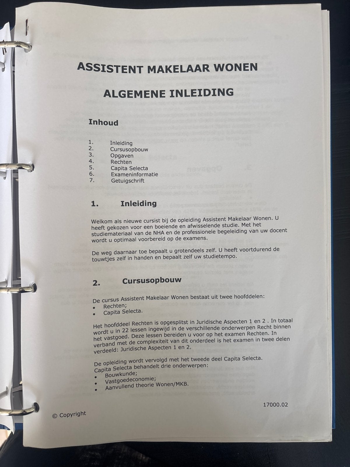 Te koop NHA Assistent Makelaar Wonen Cursusmateriaal, Ophalen of Verzenden, Gamma, Zo goed als nieuw, MBO
