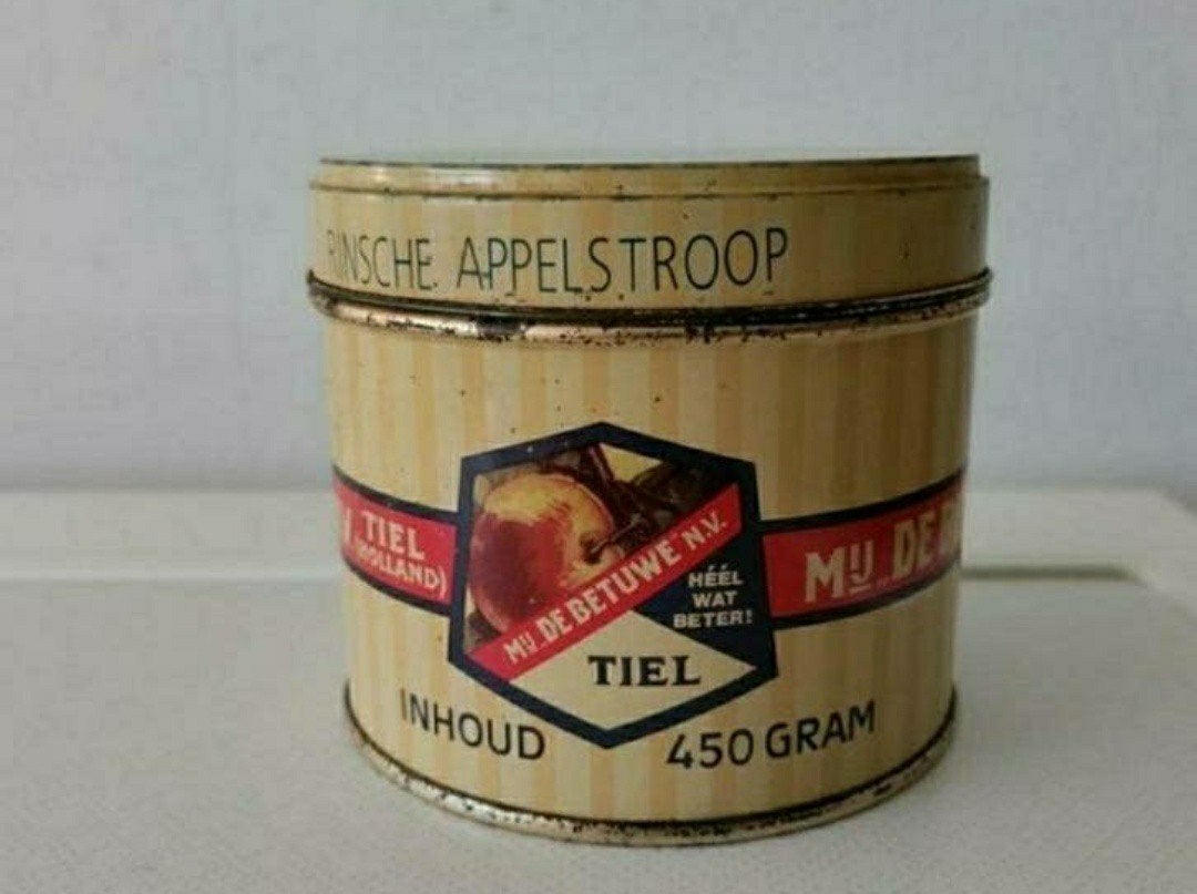 RINSCHE APPELSTROOP,Tiel,Flipje,Geel,450 gram,appelstroop, Verzamelen, Blikken, Ophalen of Verzenden, Gebruikt