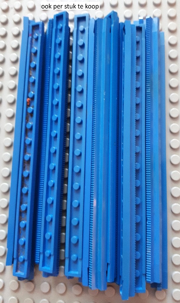 3228a (2) blue ca 20x Train, Track Rail Straight 16L with Ta, Ophalen of Verzenden, Gebruikt