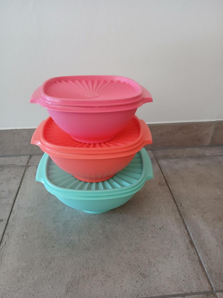 Set Tupperware zonnedeksel schalen, bewaar/voorraadtrommels, Ophalen of Verzenden, Zo goed als nieuw, Groen, Schaal
