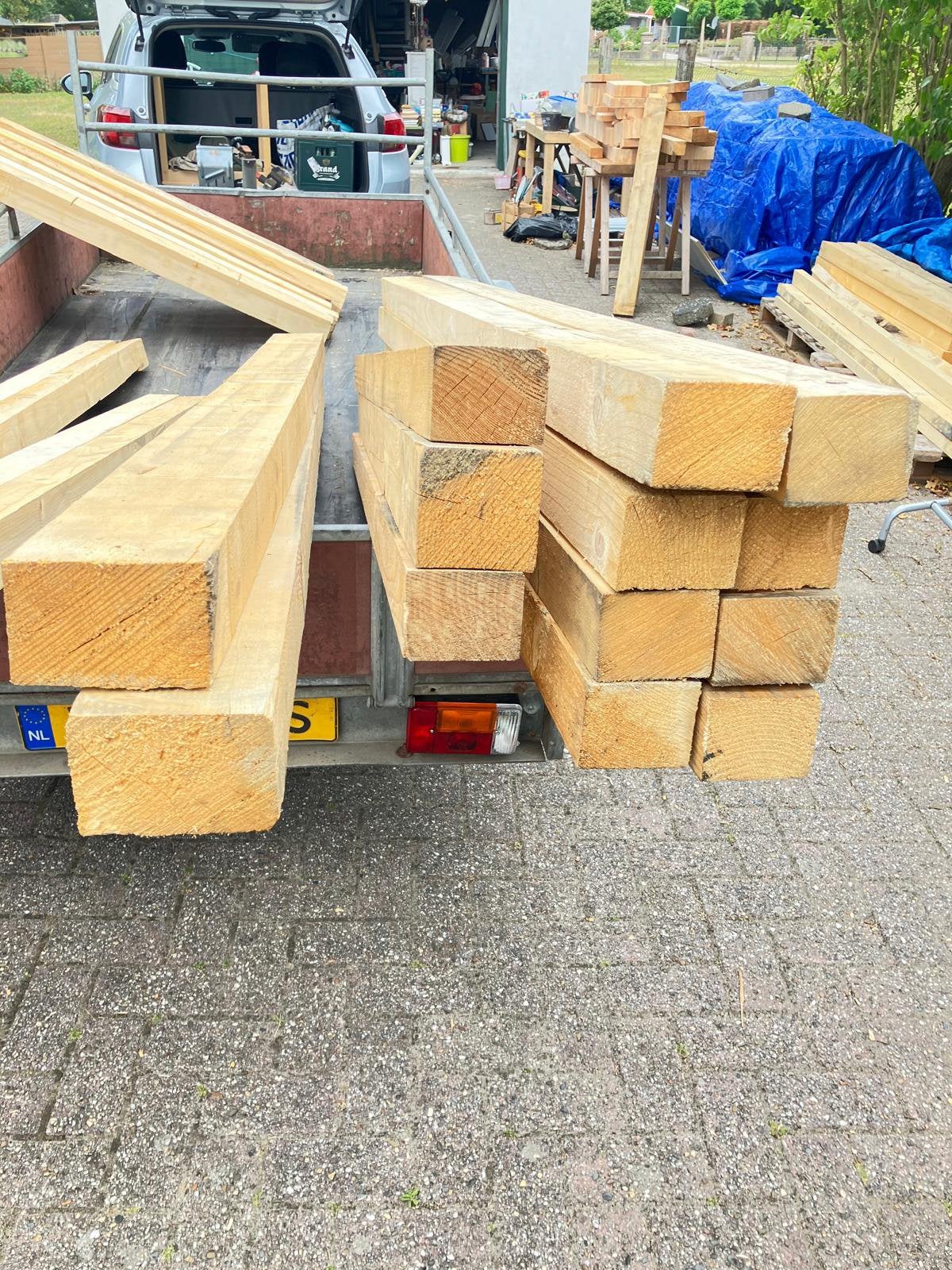 Vuren balken div. maten., Tuin en Terras, Palen, Balken en Planken, Ophalen, Zo goed als nieuw, 250 cm of meer, Balken