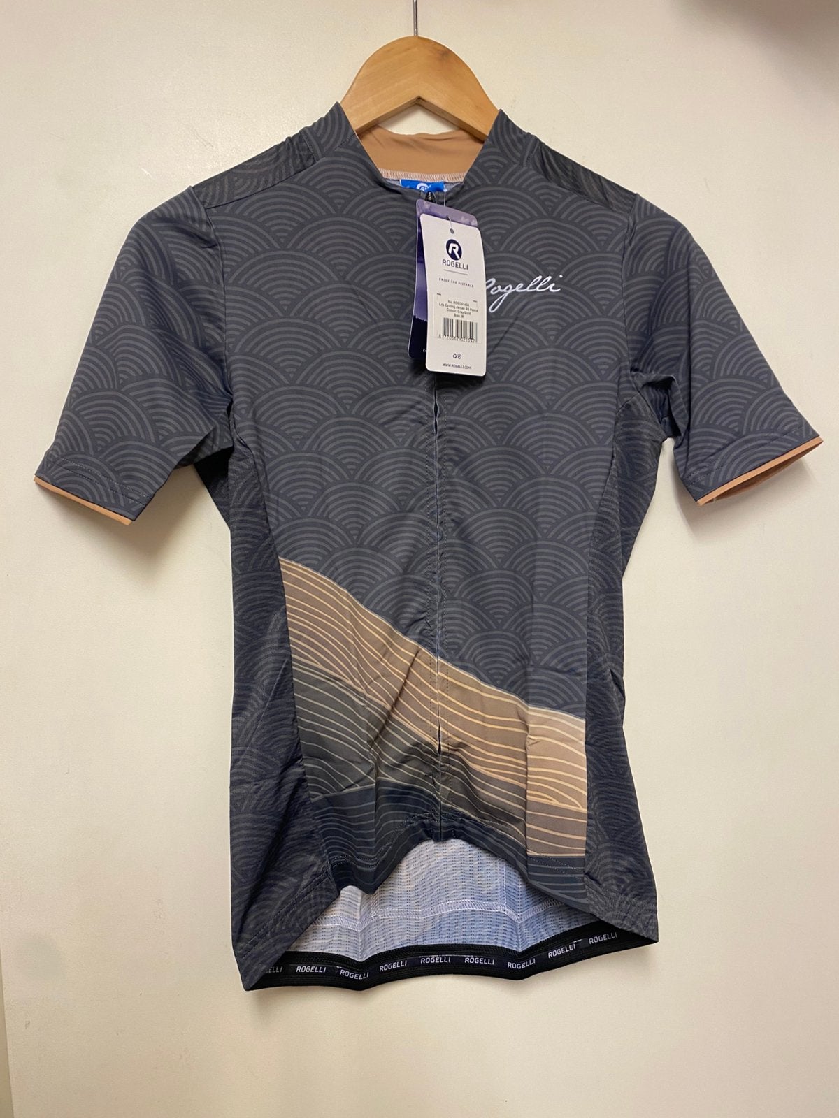 Dames fietsshirt rogelli peace grijs goud nieuw! m, Fietsen en Brommers, Fietsaccessoires | Fietskleding, M, ., Nieuw, Ophalen of Verzenden