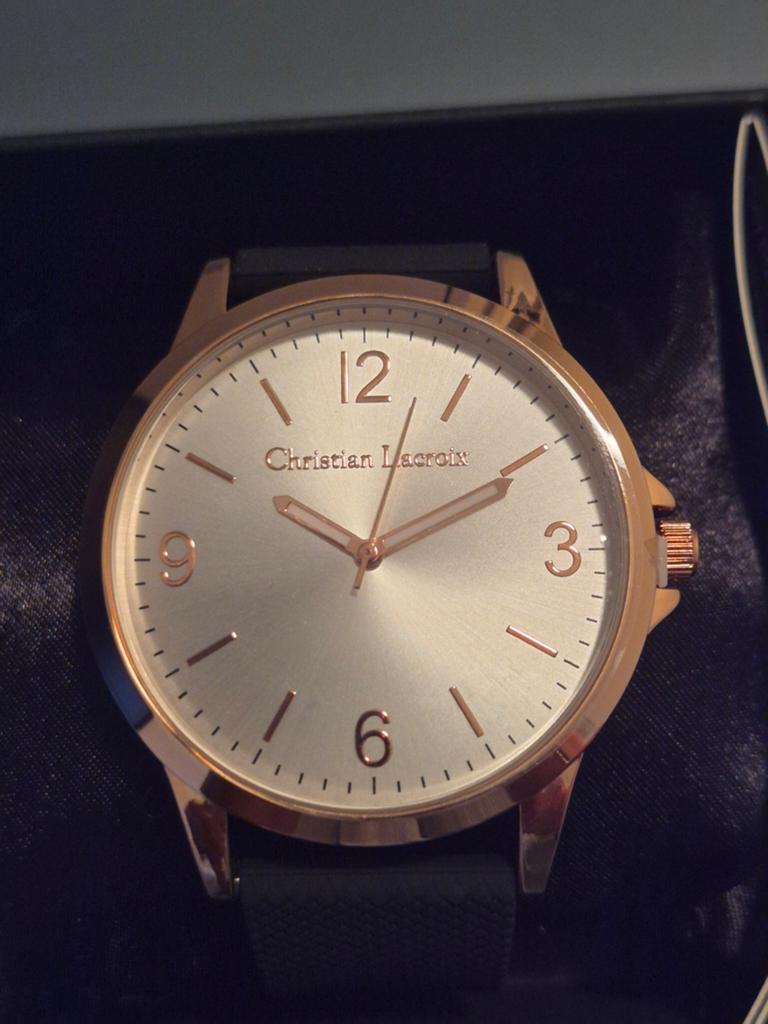 Heren horloge, Christian Lacroix, Rosé-goudkleurig met zwart, Overige merken, Polshorloge, Nieuw, Kunststof
