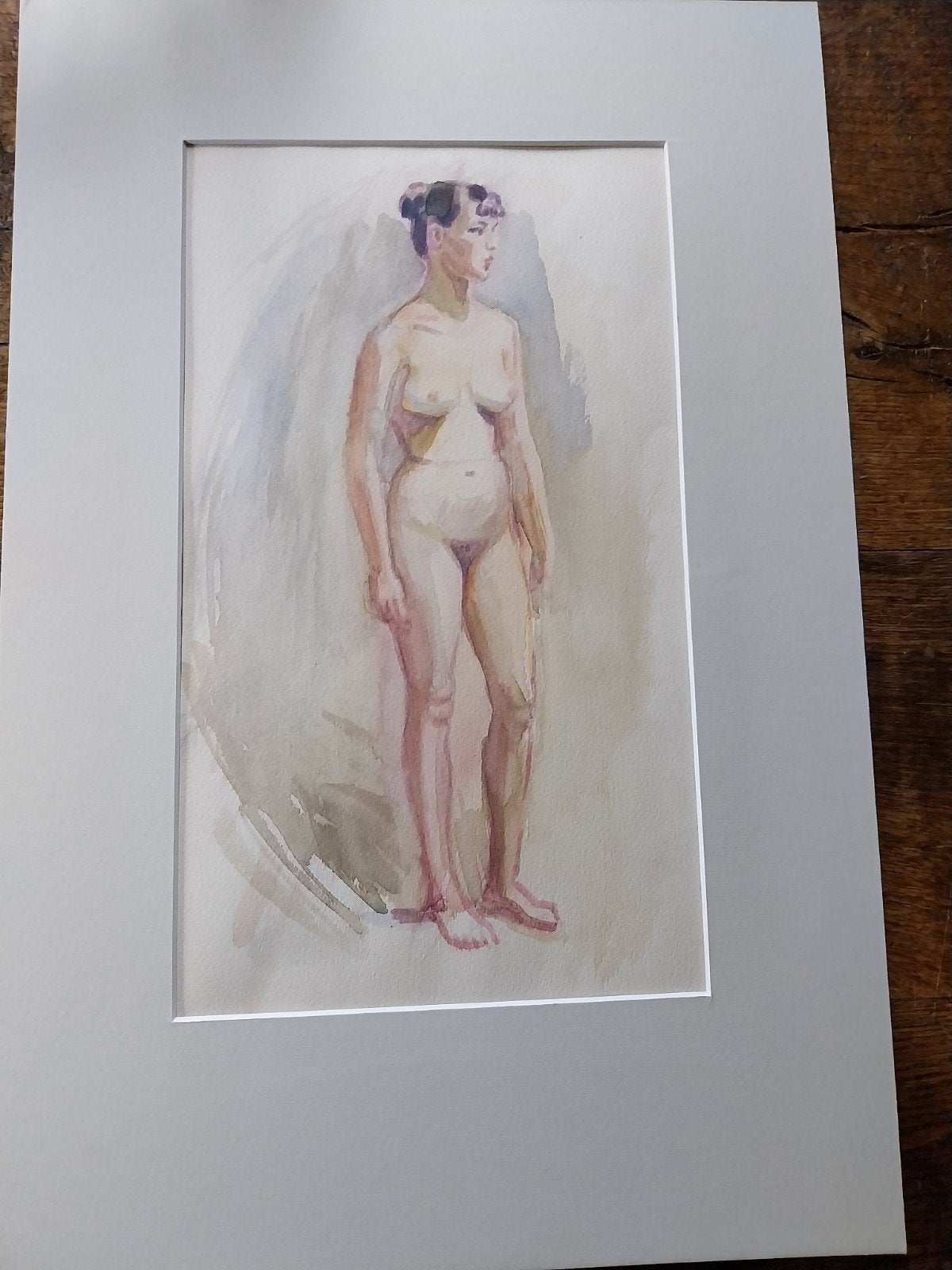 Originele aquarel van naaktmodel, gesigneerd, Ophalen of Verzenden