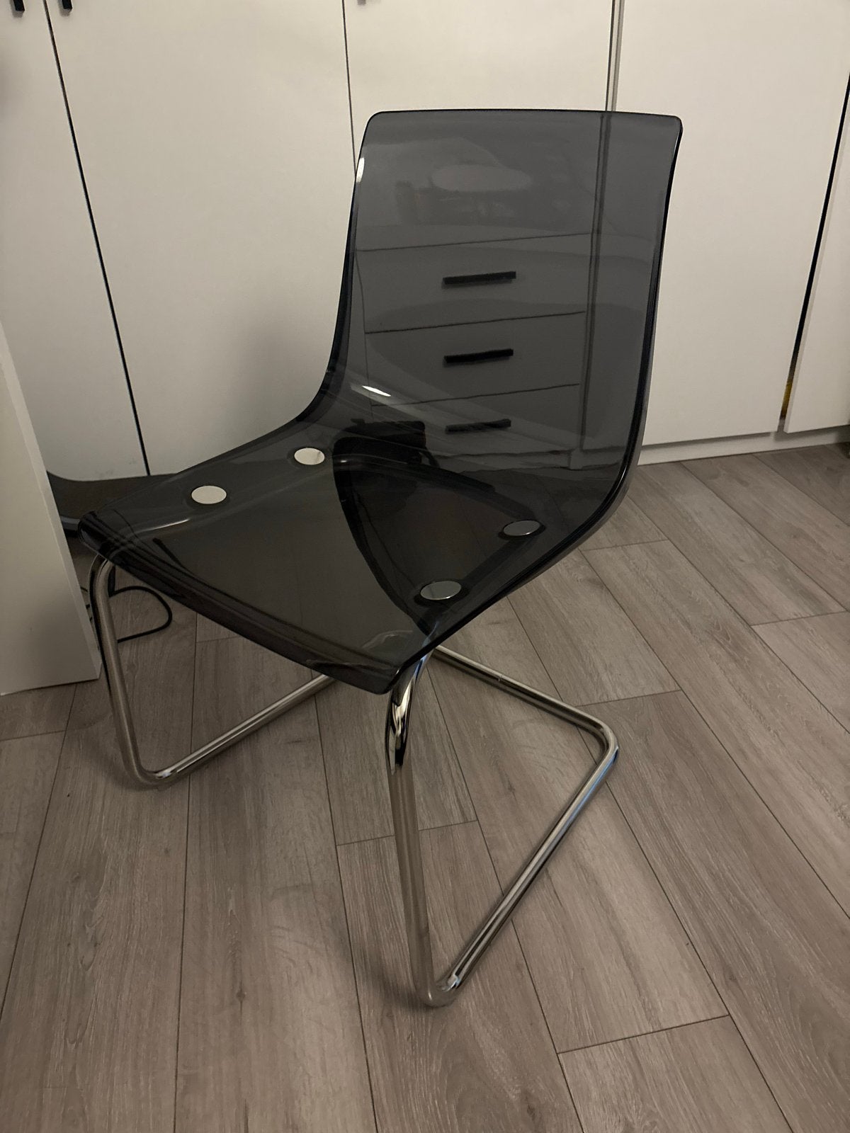 Ikea Tobias Stoel - Transparant Grijs €25, Ophalen, Kunststof, Gebruikt, Eén