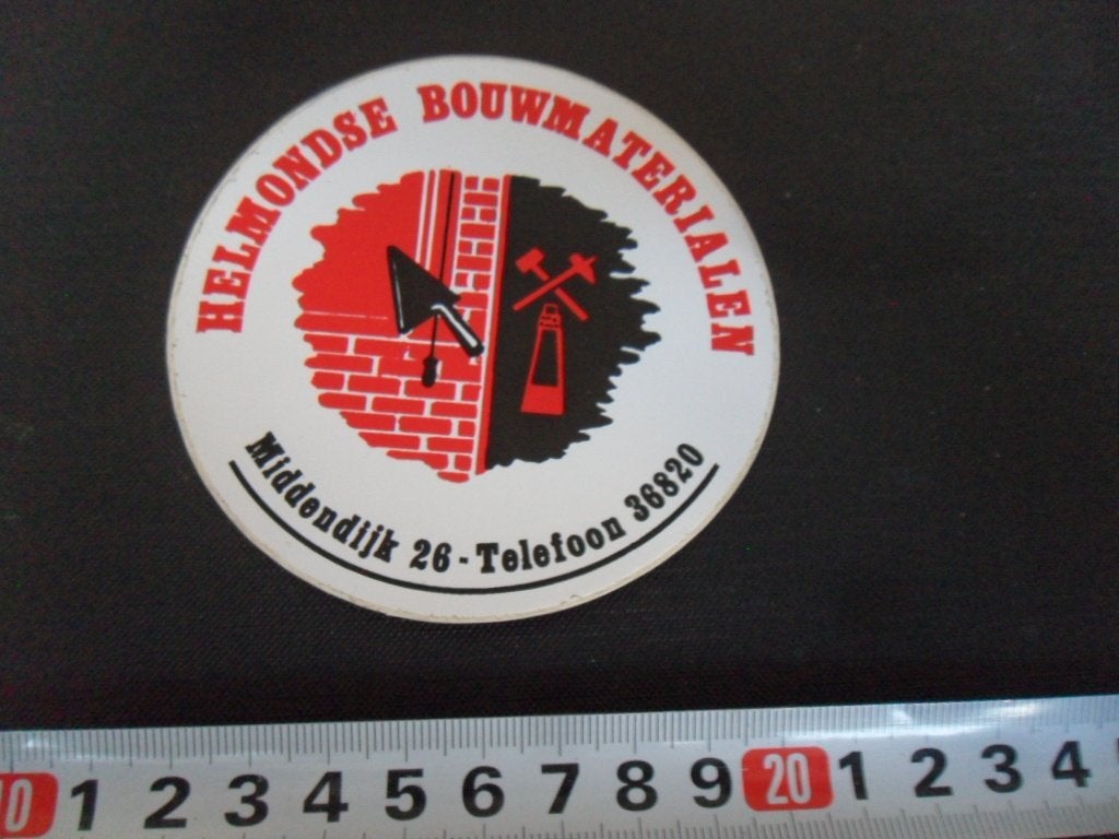 sticker Helmondse Bouwmaterialen Middendijk 26 Helmond, Verzamelen, Ophalen of Verzenden, Zo goed als nieuw