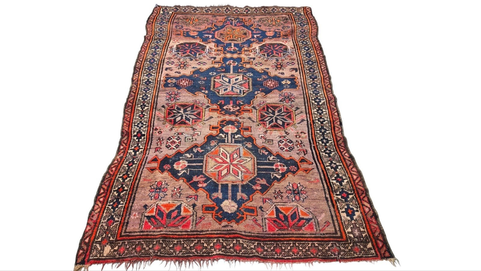 Handgeknoopt antiek wol Kaukas Kazak tapijt nomad 122x195cm