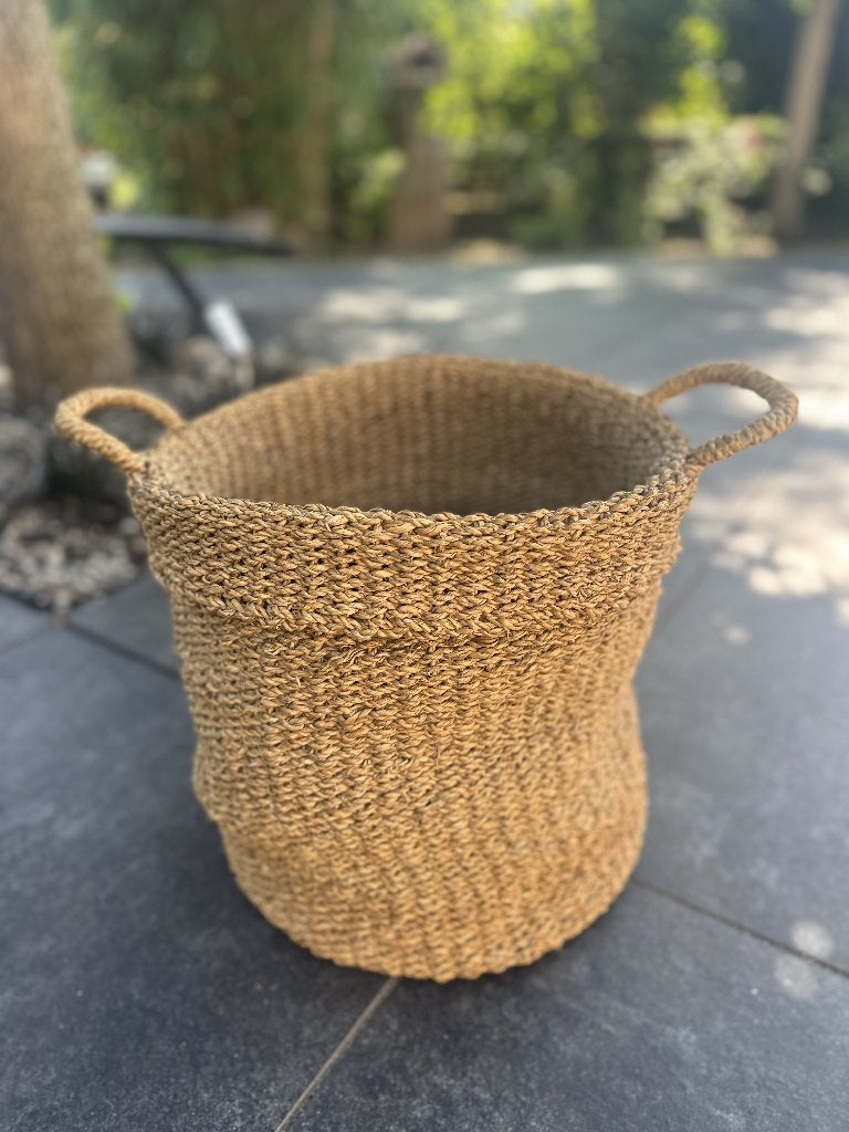 Stevige mand van zeegras 35 x 32 cm, Gebruikt, Mand, Rond, Ophalen of Verzenden