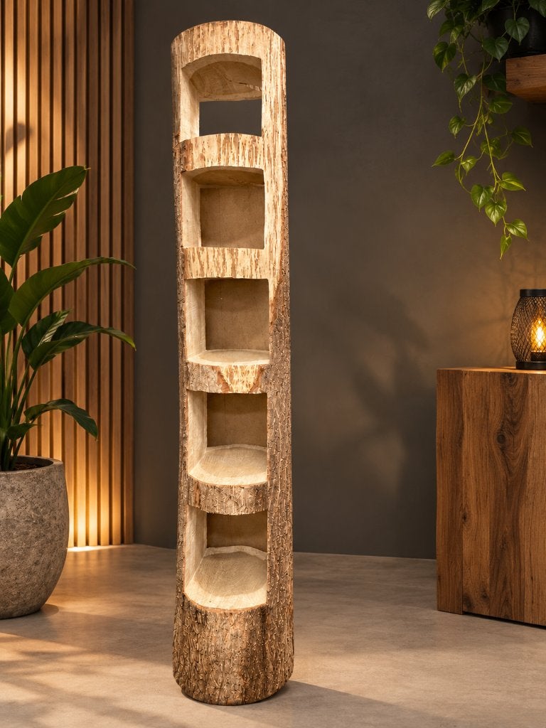 Uniek handgesneden boomstam rek - 245 cm hoog, Ophalen, Minder dan 50 cm, 200 cm of meer, Onbekend