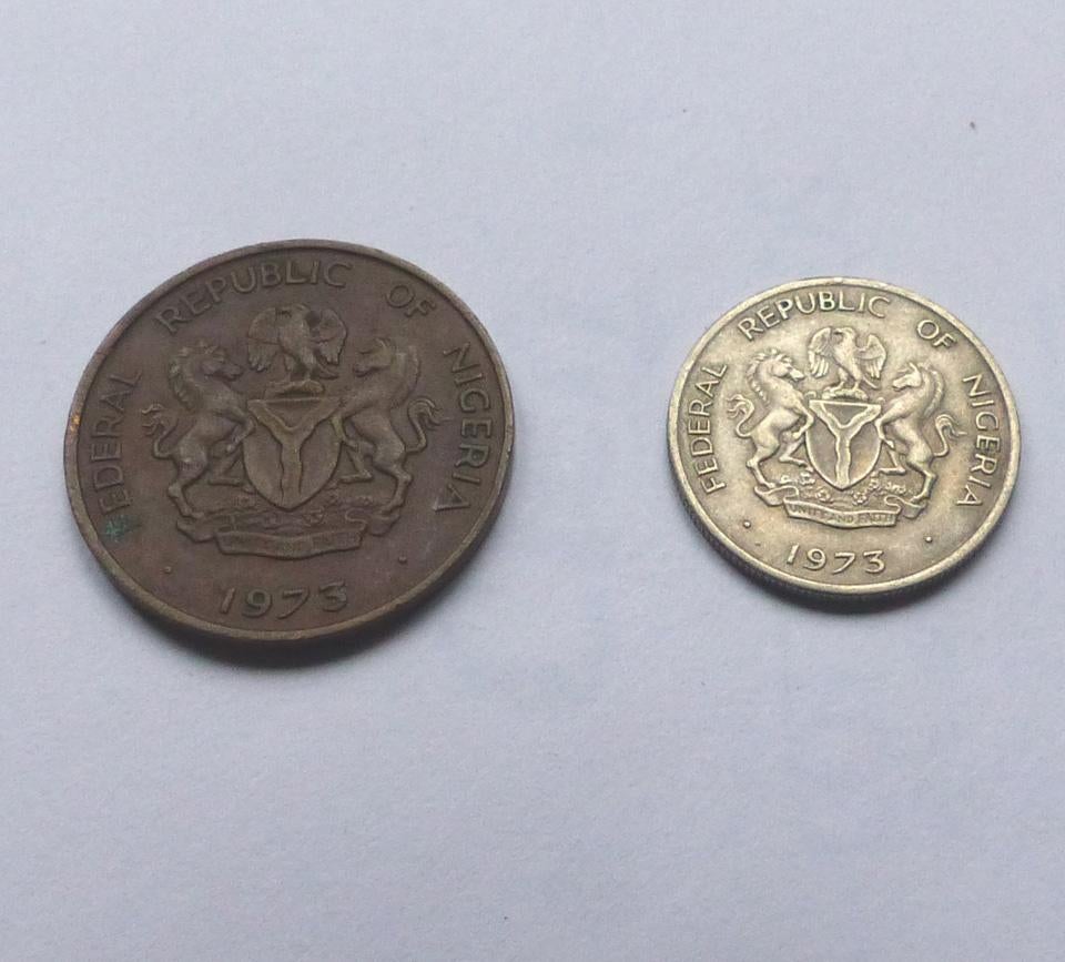 Nigeriaanse munten 1 en 5 Kobo 1973 Nigeria, Ophalen of Verzenden, Nigeria, Losse munt