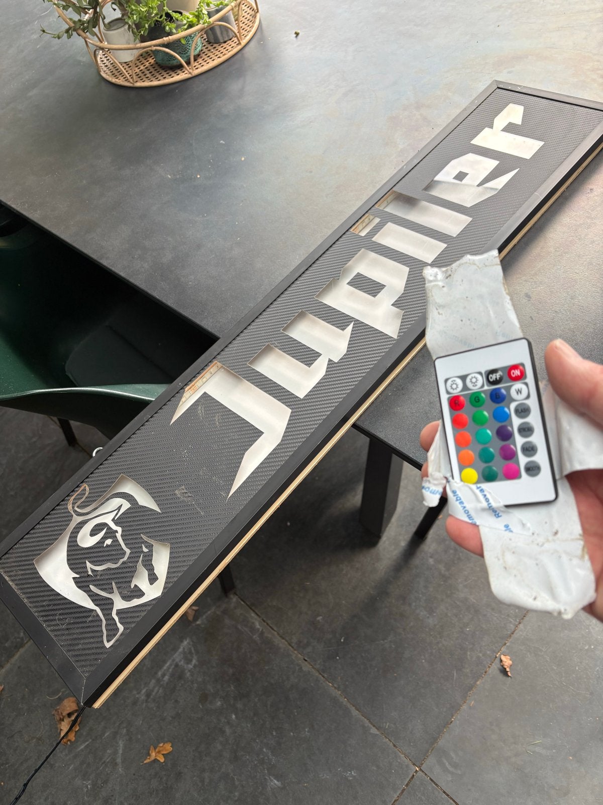 Jupiler LED Lichtreclame met Afstandsbediening, Zwart, Kunststof, Ophalen of Verzenden, Zo goed als nieuw