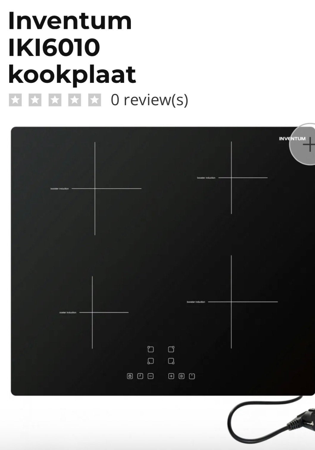 Inventum IKI 6010 Inductie Kookplaat - Glasplaat Gebroken, Ophalen, 4 kookzones, Inbouw, Inductie