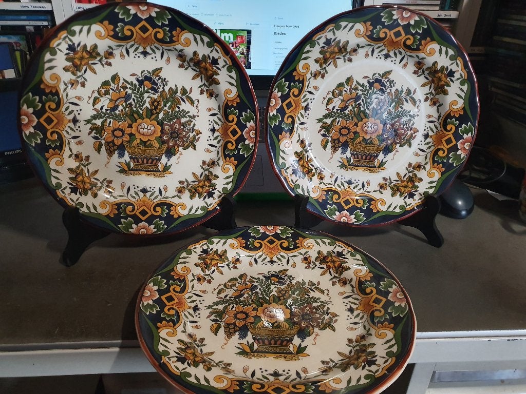 3 wandborden Delft`s handmate for Jema by H. Bequet & Cie sc, Antiek en Kunst, Ophalen