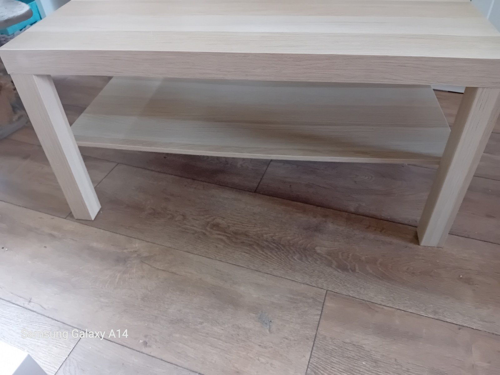 Salontafel wit geglazuurd eikeneffect., Ophalen, Overige materialen, Gebruikt, 50 tot 100 cm