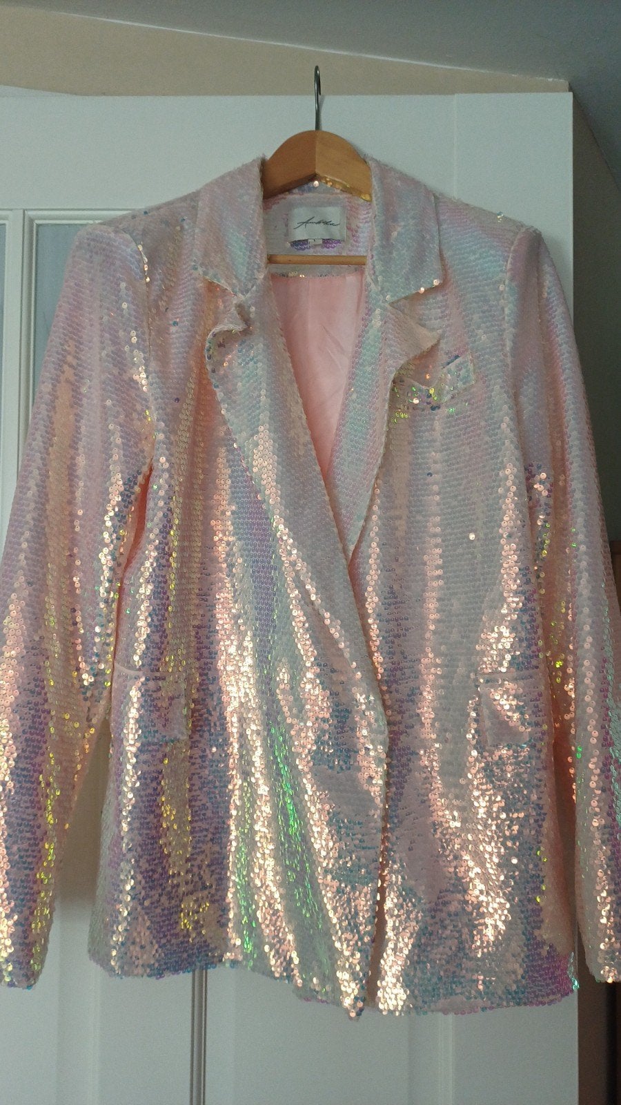 Ambika Roze Pailletten Disco  Jasje Maat L, Maat 42/44 (L), Ophalen of Verzenden, Zo goed als nieuw, Jasje