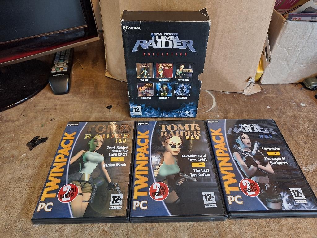 Vintage PC box 6 spellen Tomb Raider Lara Croft, 1 speler, Ophalen of Verzenden, Zo goed als nieuw, Avontuur en Actie