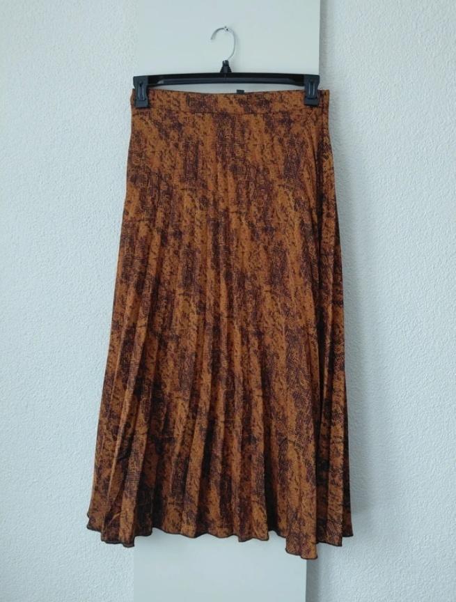 Eksept | maat S | prachtige maxi-rok, plisse, slangenprint, Bruin, Ophalen of Verzenden, Zo goed als nieuw, Eksept