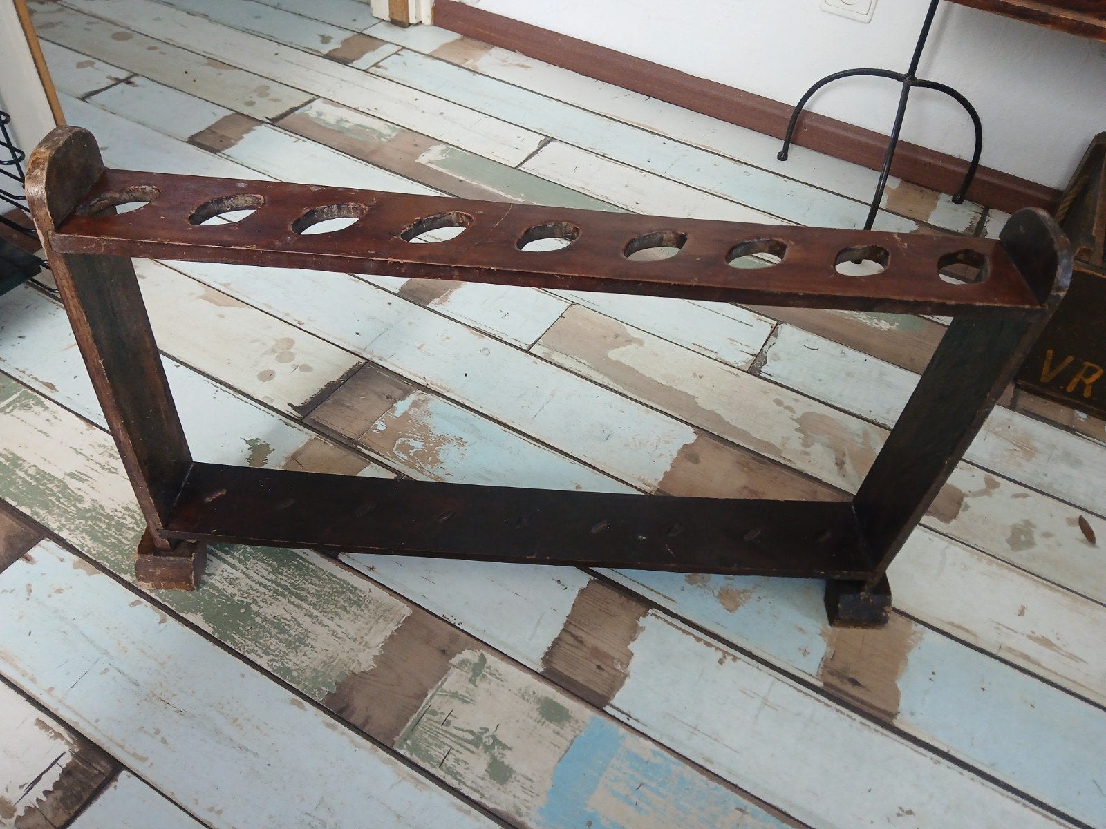 Vintage houten paraplubak / wandelstokhouder, Ophalen, Gebruikt, Hout