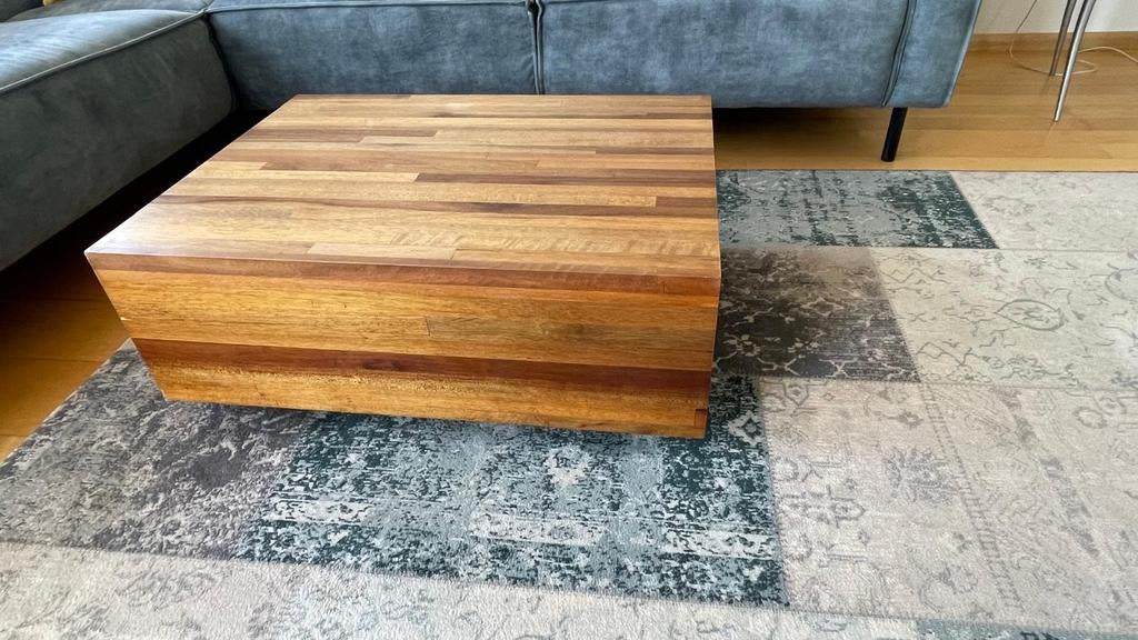 Houten salontafel - Gebruikt, Huis en Inrichting, Tafels | Salontafels, Gebruikt, 50 tot 100 cm, Vierkant, Overige houtsoorten