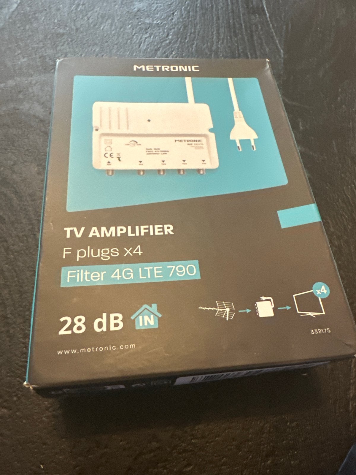 Metronic TV Versterker 28dB met 4G LTE 790 Filter, Ophalen of Verzenden, Zo goed als nieuw