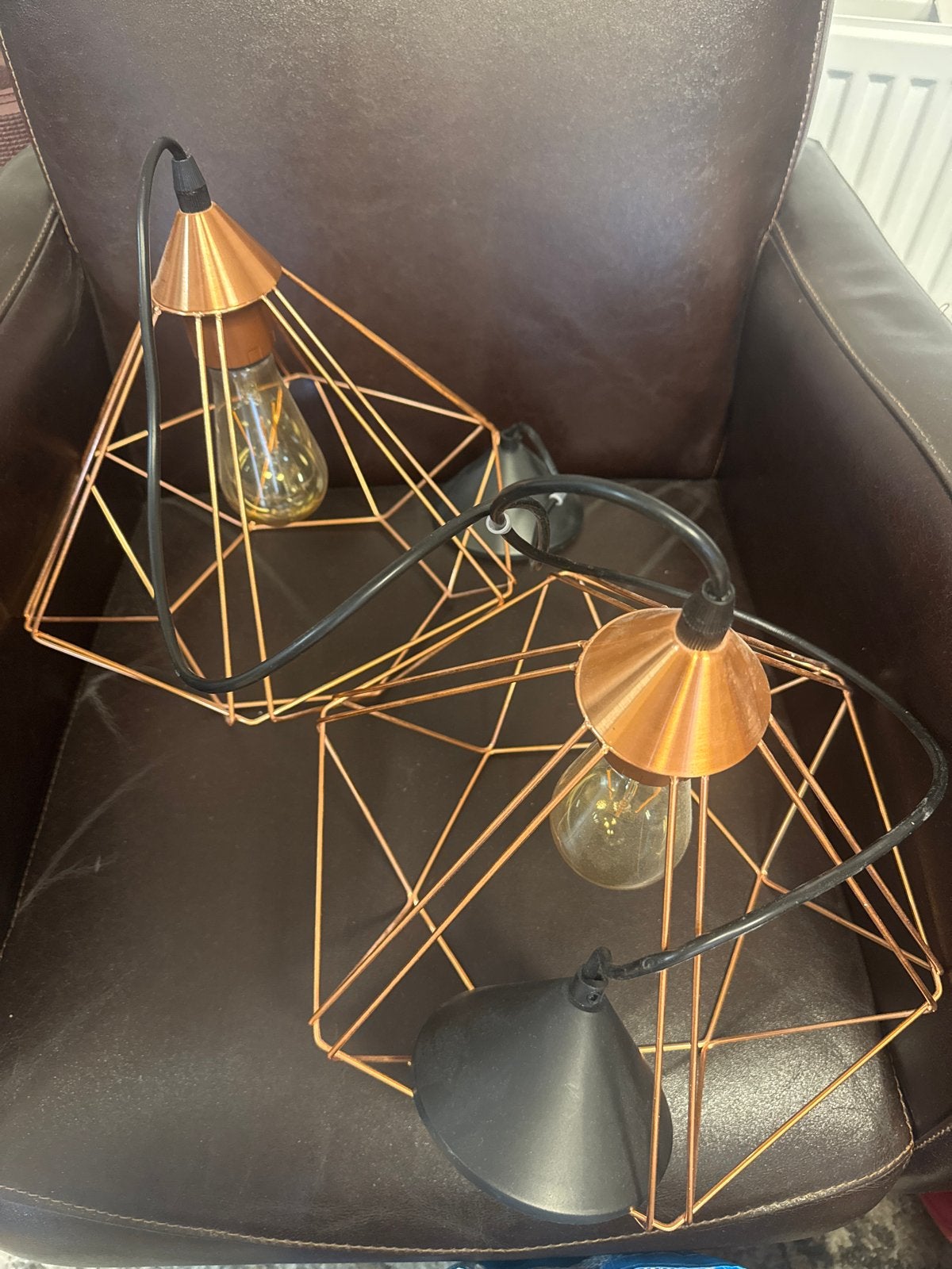 2x Roségouden hanglampen - Zo goed als nieuw, Ophalen, Zo goed als nieuw, Metaal