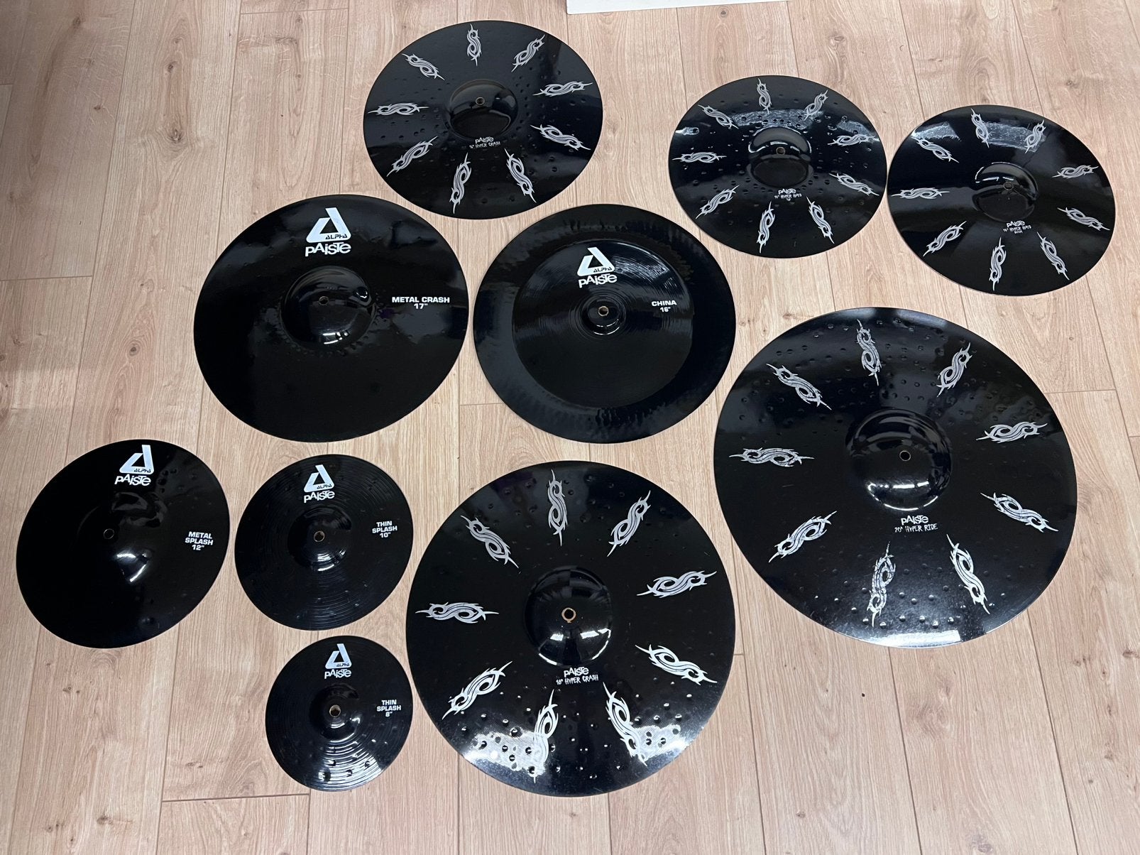 Paiste zwarte cymbalen set , slipknot, Muziek en Instrumenten, Ophalen of Verzenden, Zo goed als nieuw, Overige merken