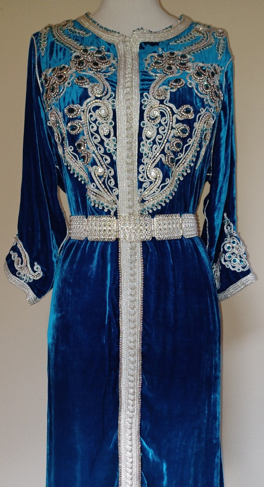 Te koop caftan kaftan marokkaanse jurk takshita tekchita, Overige typen, Blauw, Ophalen of Verzenden, Zo goed als nieuw