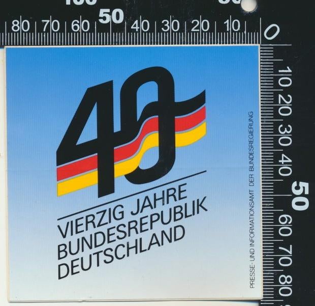Sticker: Vierzig jahre Bundesrepublik Deutschland, Ophalen of Verzenden, Zo goed als nieuw, Bedrijf of Vereniging