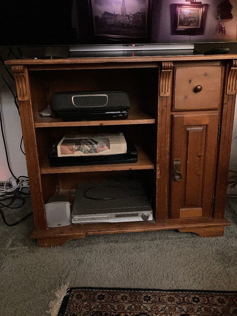 Klassiek originele grenen tv/stereo meubel uit 1996 voor., Minder dan 50 cm, Gebruikt, 75 cm of meer, Klassiek