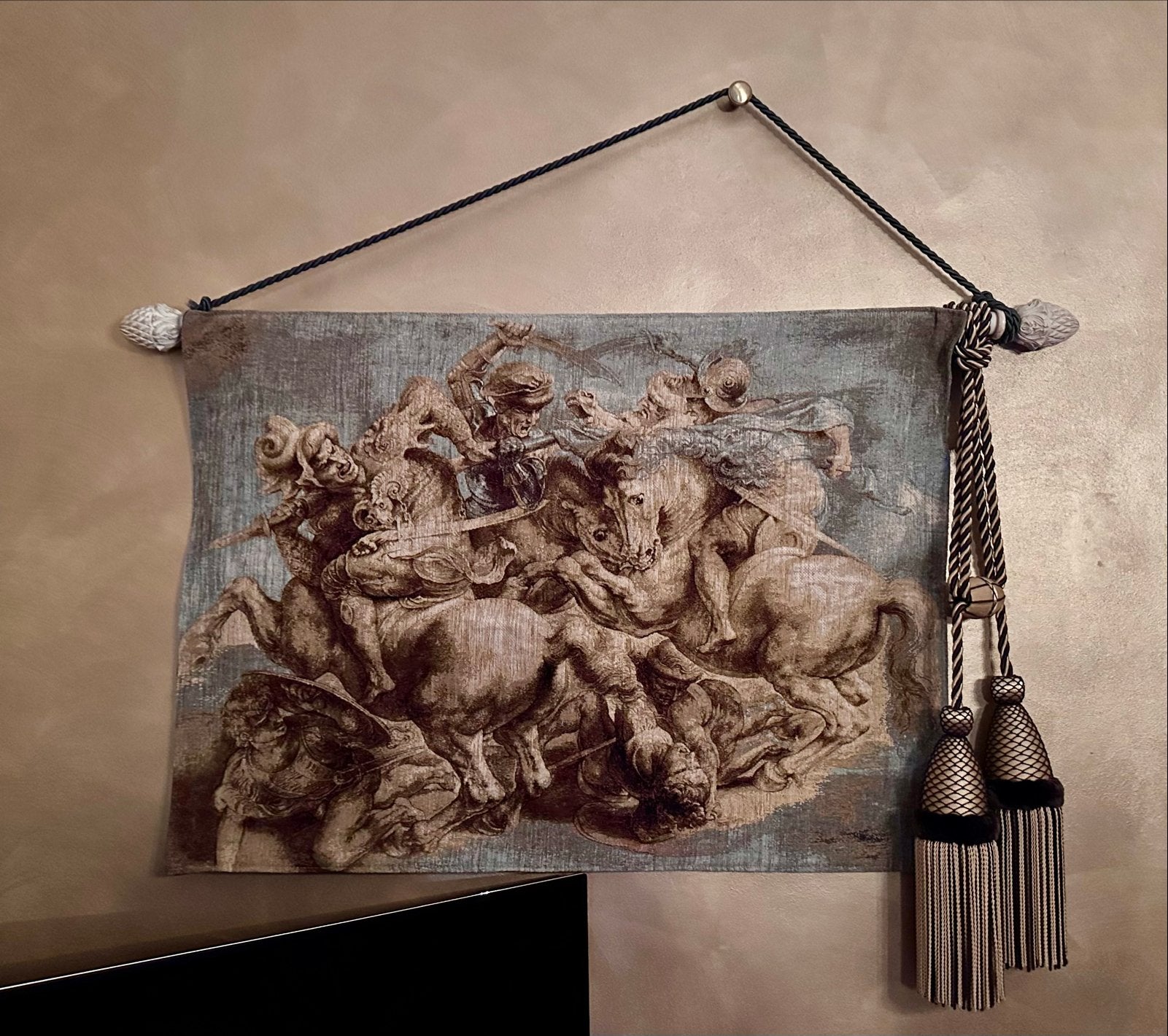 Wandtapijt Gobelin 'Battle of Anghiari' Da Vinci Renaissance, Huis en Inrichting, Woonaccessoires | Wanddecoraties, Ophalen, Meerkleurig