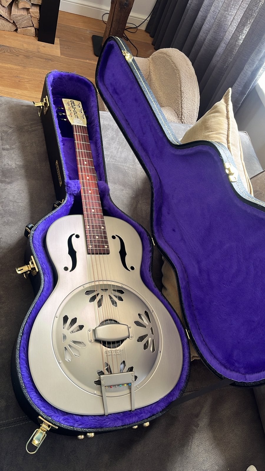 Gretsch Honey Dipper - Justin Johnson element en koffer, Ophalen, Gebruikt, Resonator- of Dobrogitaar, Met (piezo-)element