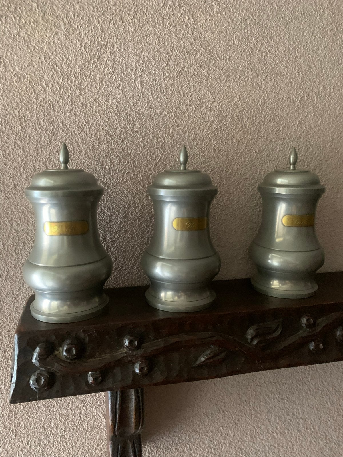 Set van 3 antieke tinnen potten met deksel, Antiek en Kunst, Ophalen of Verzenden