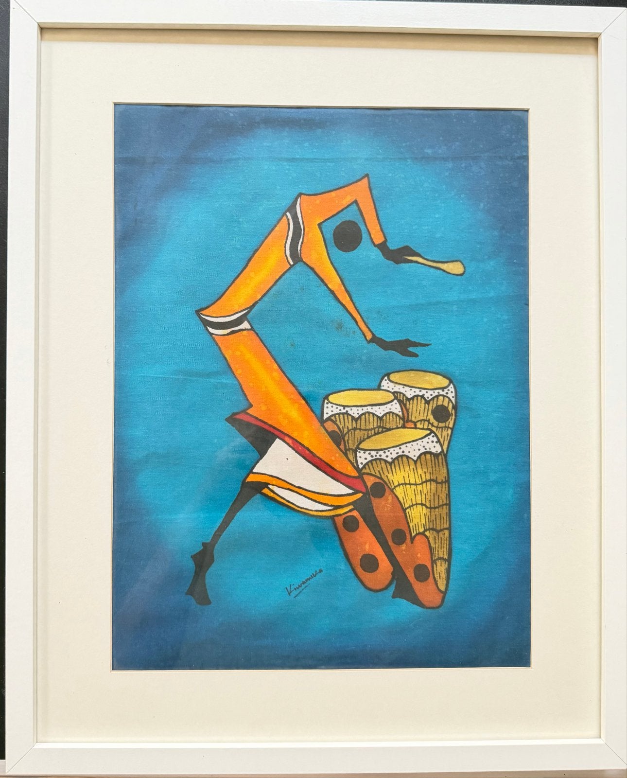 2x Afrikaanse kunst schilderij - gesigneerd Kiwanuka, Afrika, Ophalen of Verzenden, Gesigneerd, Meerkleurig